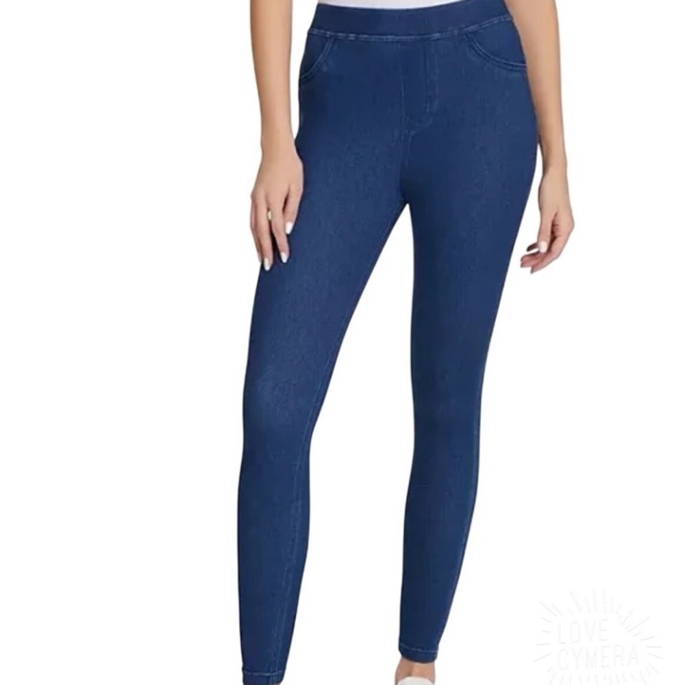 NINE WEST NWT Denim Legging Jeggings L 12-14 Medium Indigo High Waist Tummy Cont